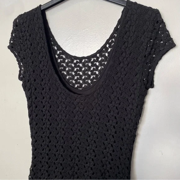 Free People Zanna Amhurst Black Crochet Dress Womens Medium - Picture 9 of 13